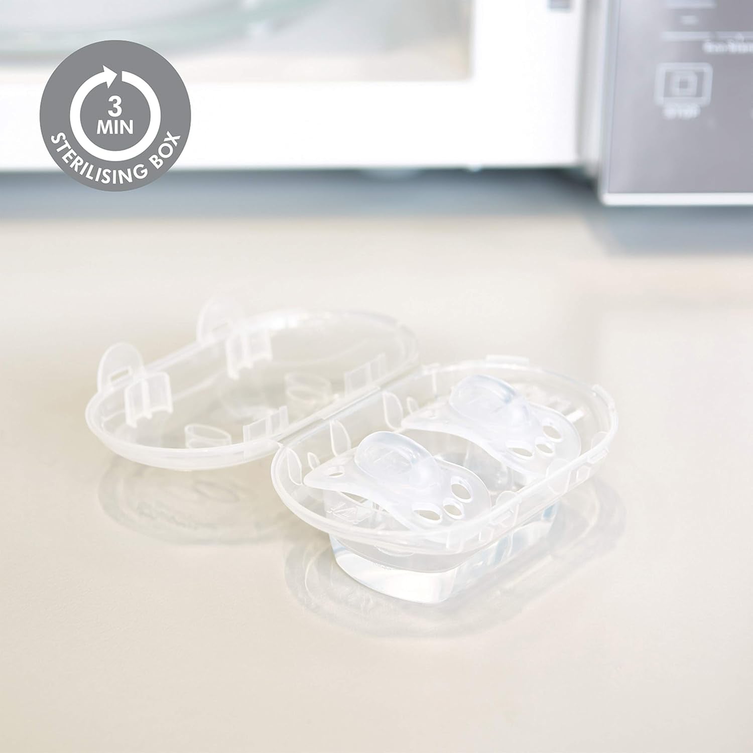 Baby Pacifier | 6-18 Months | Includes Sterilizing Case | 2-Count | Soft Silicone | Bpa-Free | Supports Natural Suckling | Blue